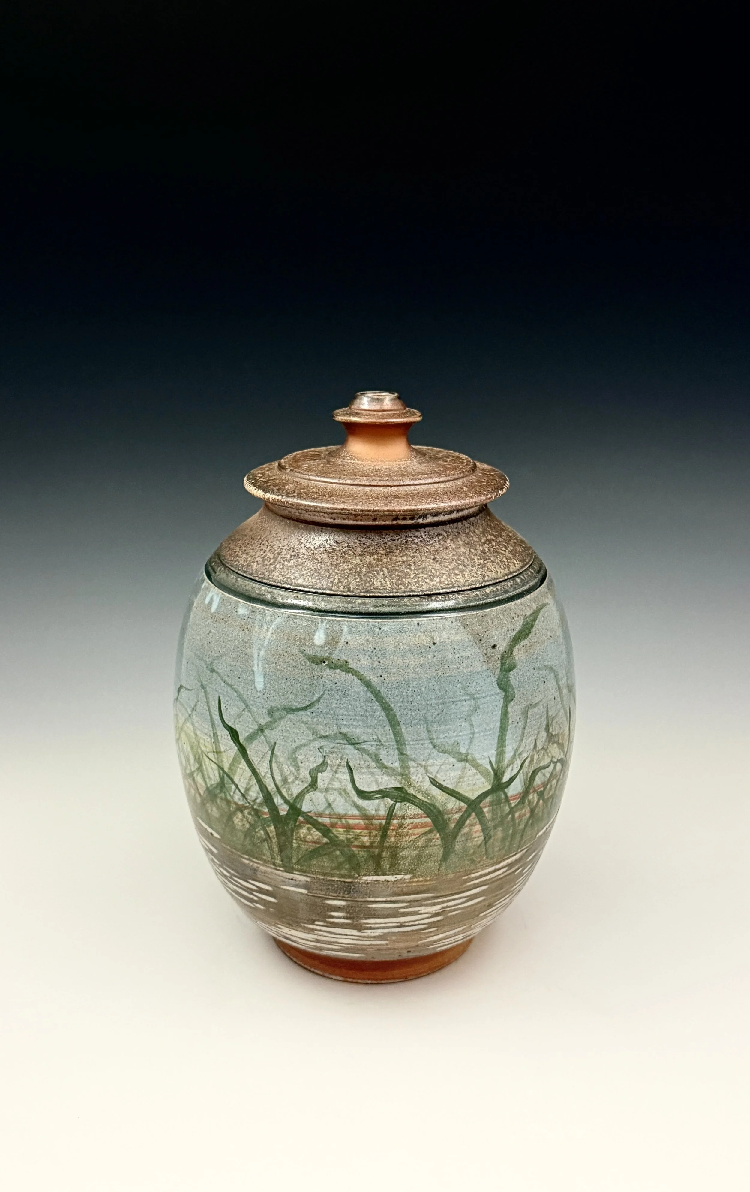 Lidded Jar — Marsh Grasses