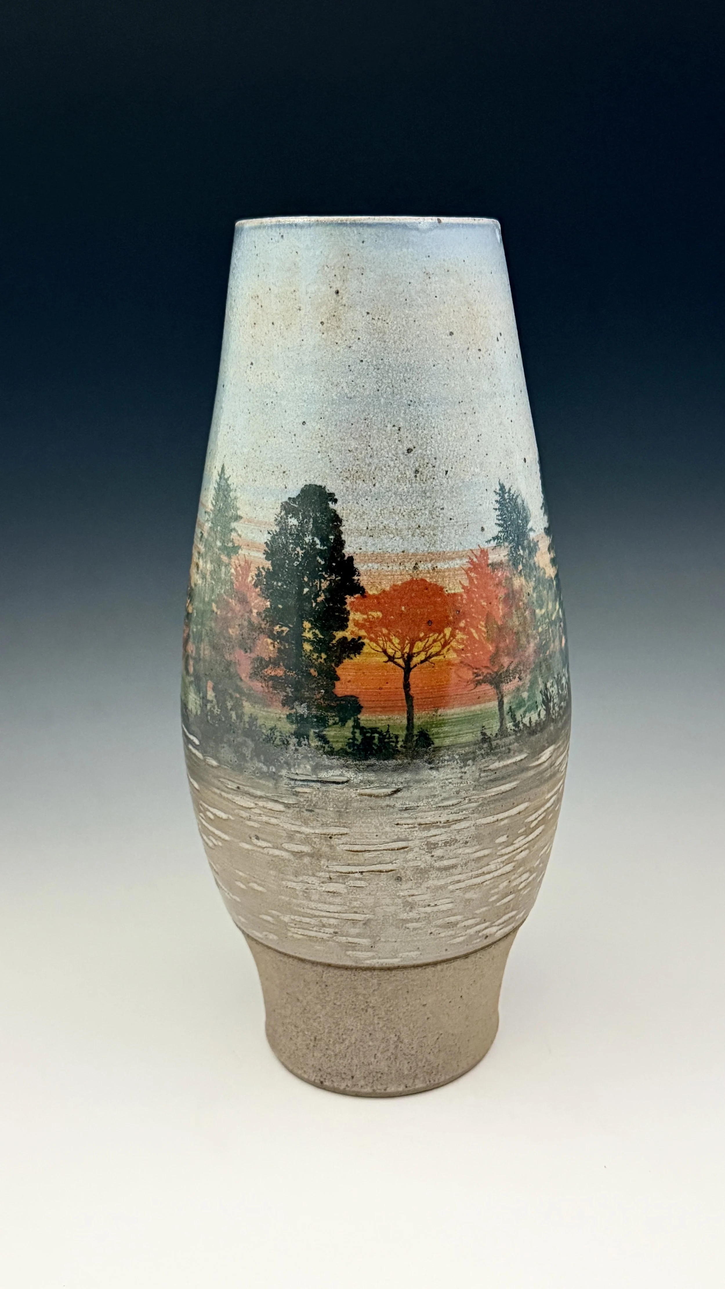 Wood-Fired Vase — Fall Treeline