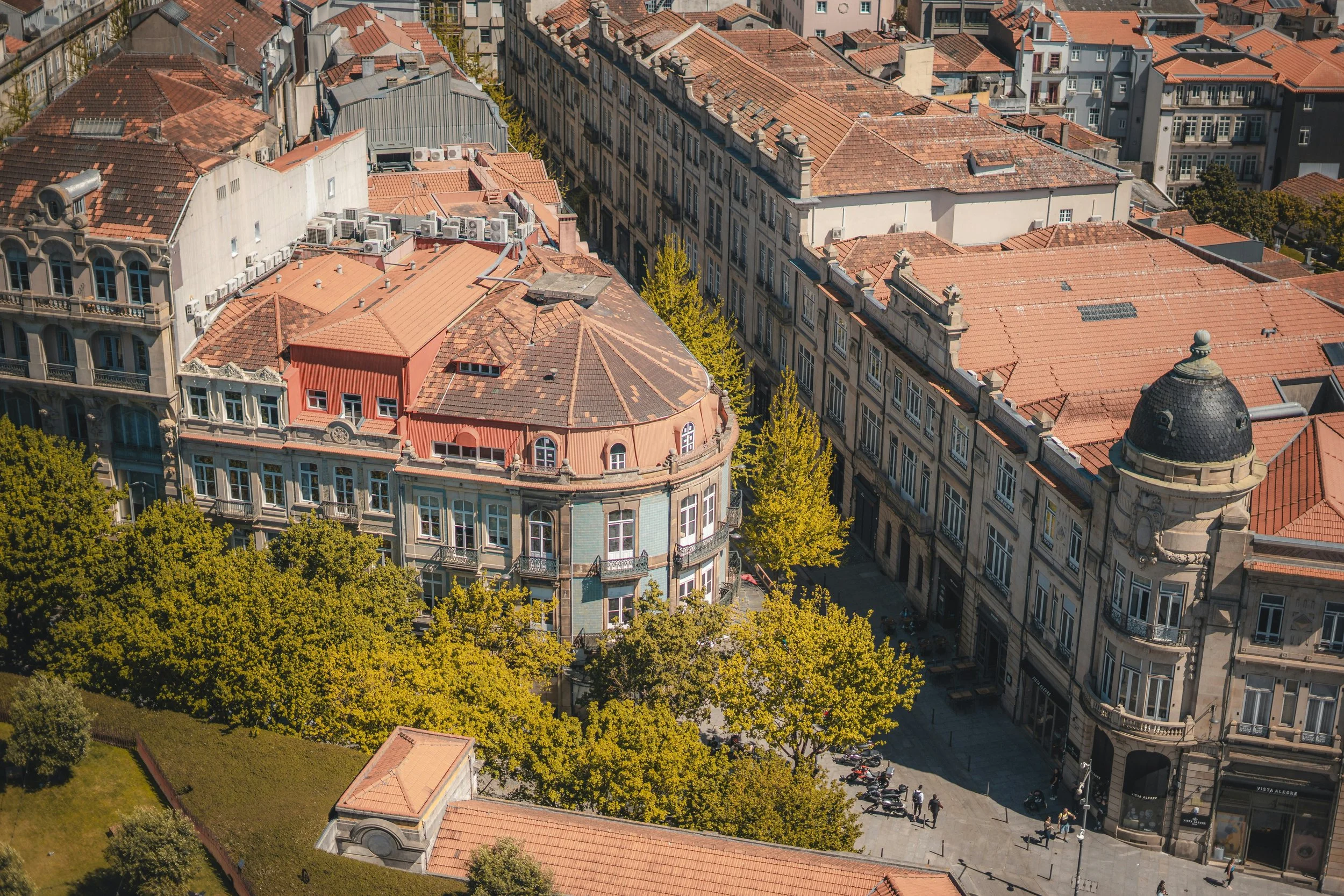 An aerial view of Porto city street
