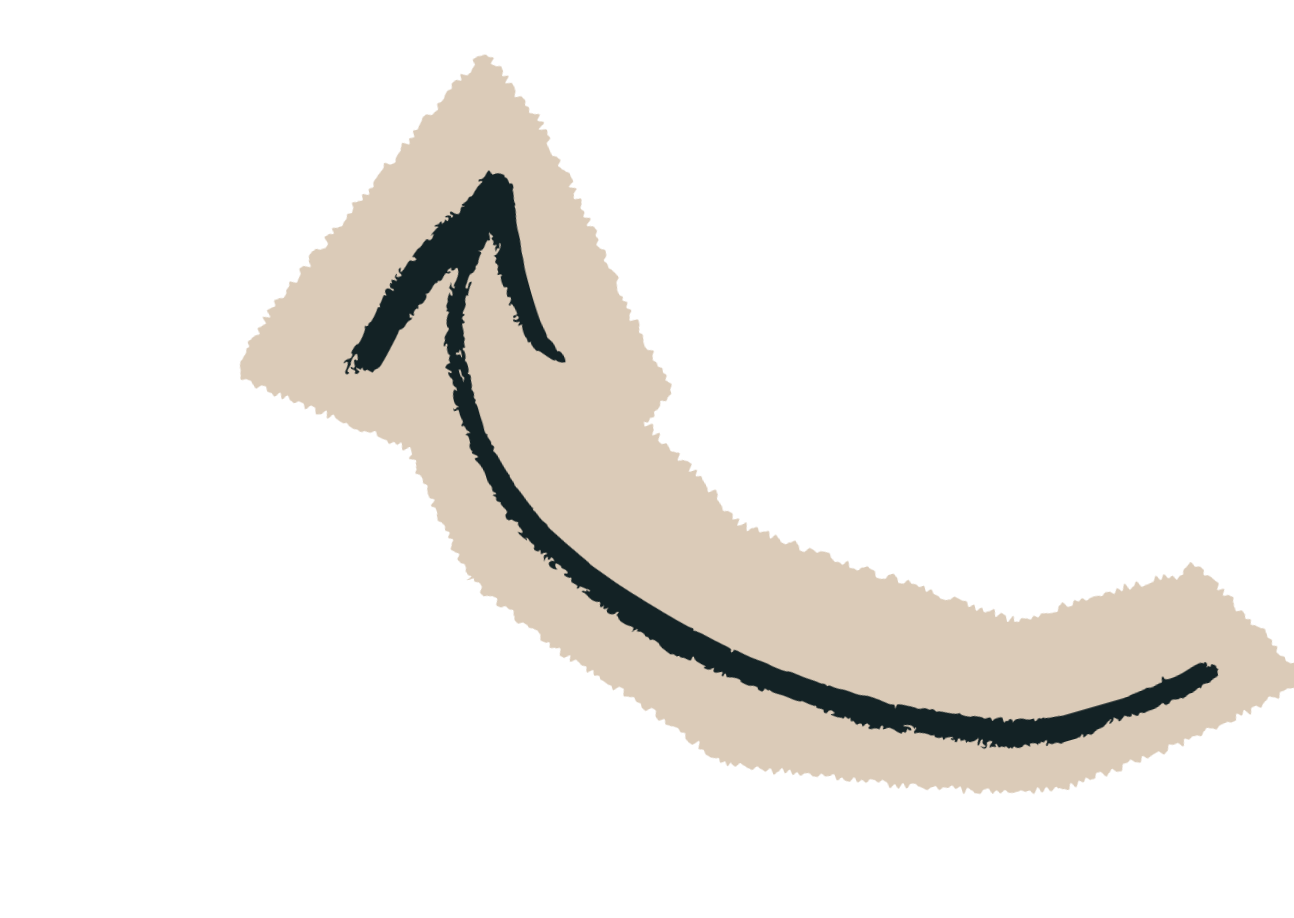 Een grafiek met een zwart oplichtende pijl die naar boven en naar rechts wijst, met een achtergrond van een beige driehoek