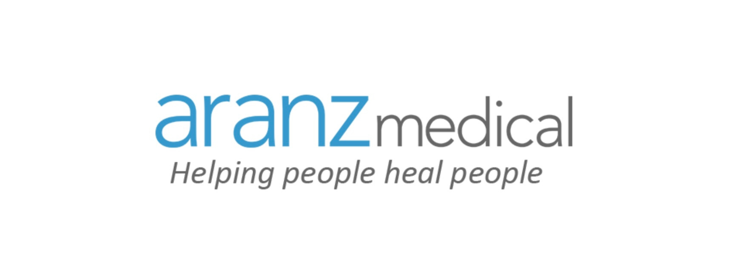 Logo of Aranz Medical with the tagline Help people heal people.