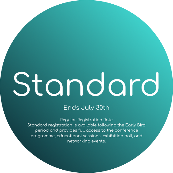 A promotional graphic with a teal background promoting a standard registration rate ending July 30th, including conference access, educational sessions, exhibition hall, and networking events - IPAWS & TR 2026
