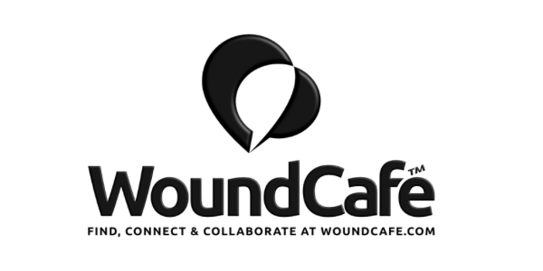 WoundCare logo with a stylized speech bubble icon above the text.