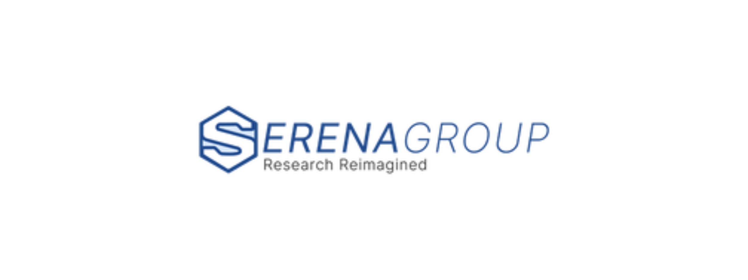 Serenagroup logo with a blue hexagon containing an S, and the text "SERENAGROUP" with the tagline "Research Reimagined" underneath