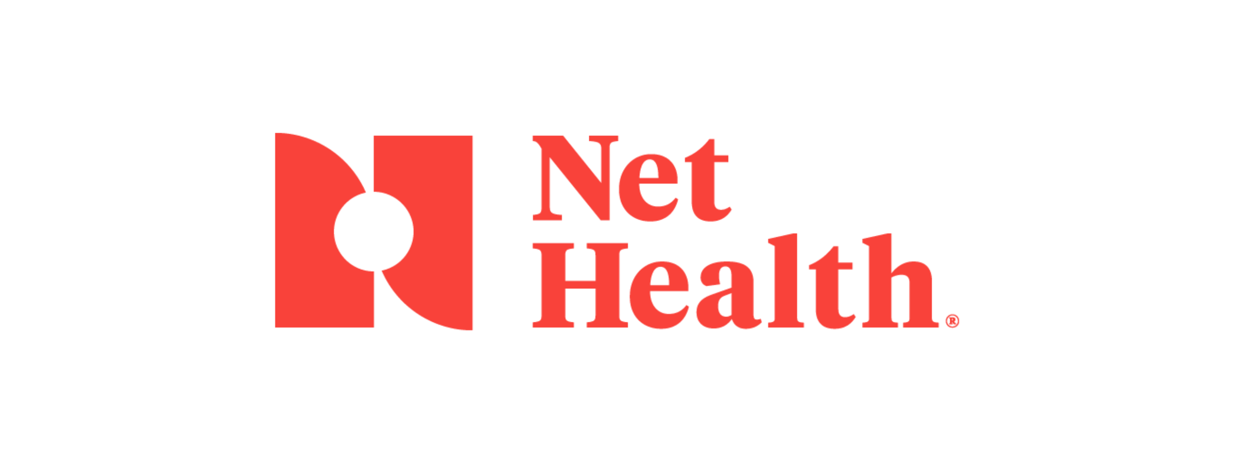 Net Health Logo in red with white back ground. Net is on the top line with Health underneath - both in capitals with a graphic to the left