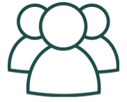 Icon of three overlapping human figures representing a group or community