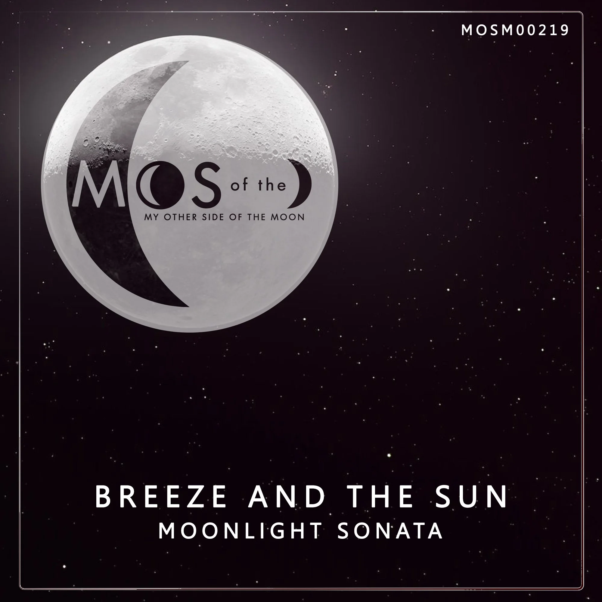 Album cover for 'Breeze and the Sun' by Moonlight Sonata, featuring an illustration of the moon in space with stars, and text including the album title and artist. 