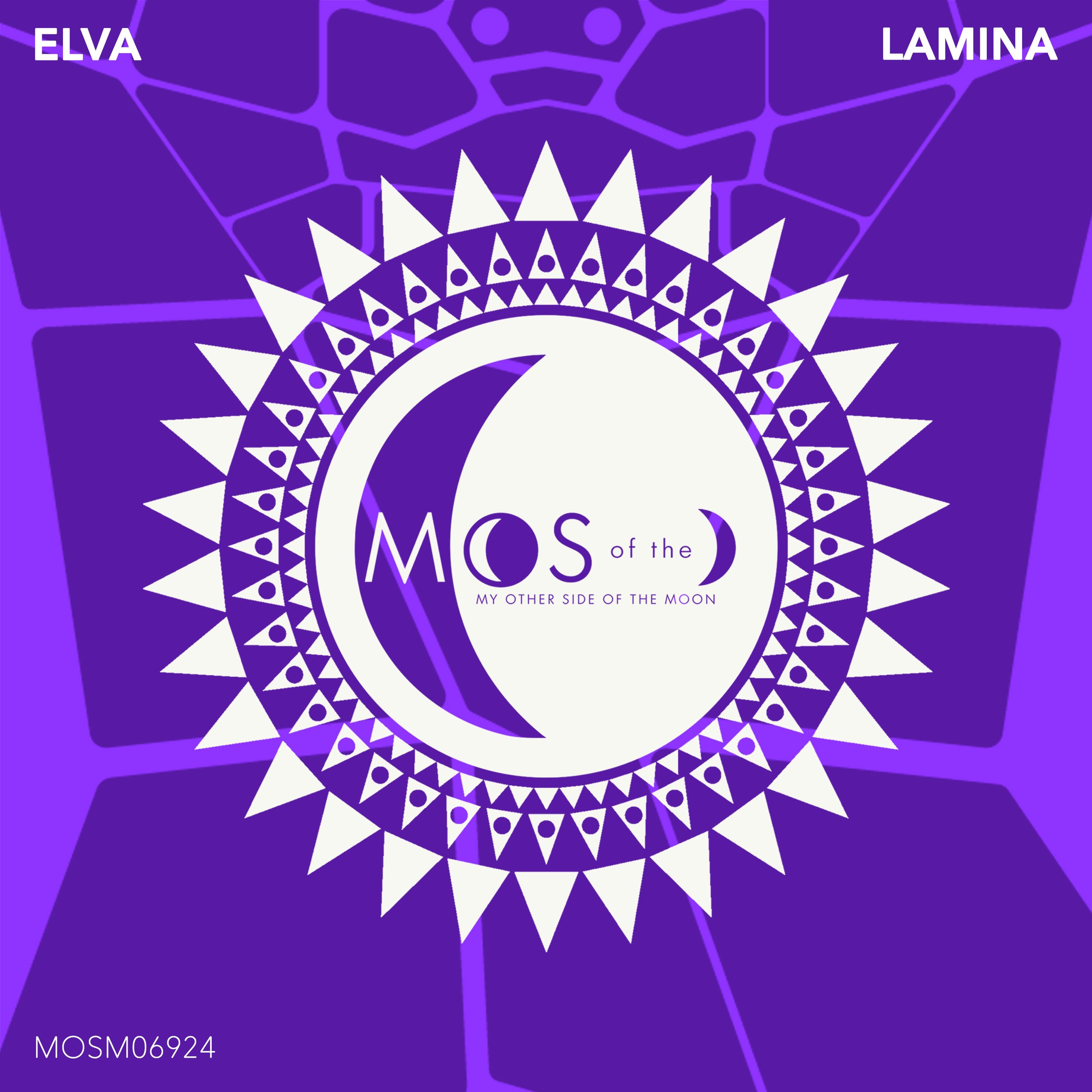 Purple geometric background with a white circular design featuring moon phases and the text "Moons of the Moon" and its subtitle "My Other Side of the Moon" in the center.