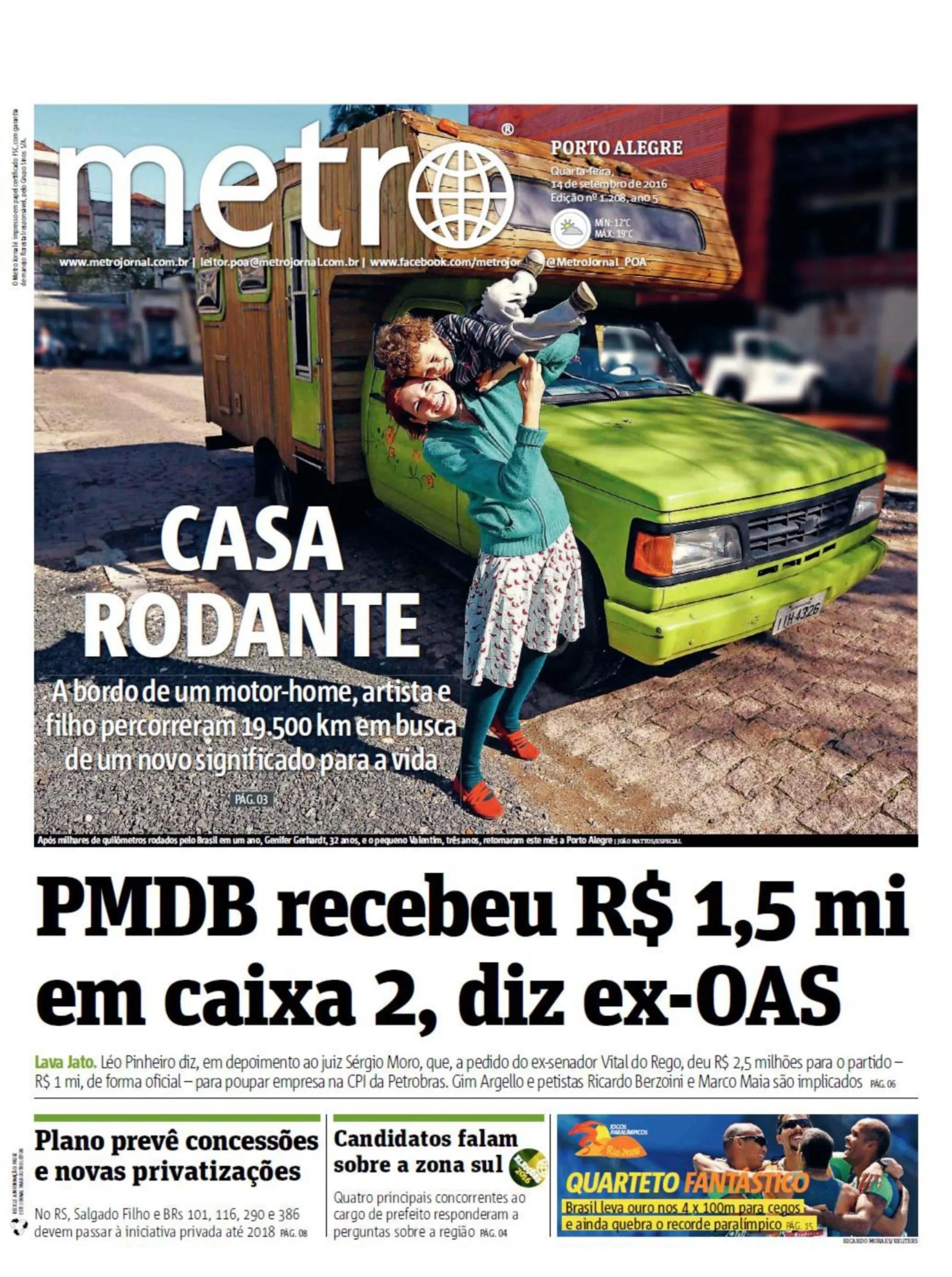Jornal Metro - capa - 2016