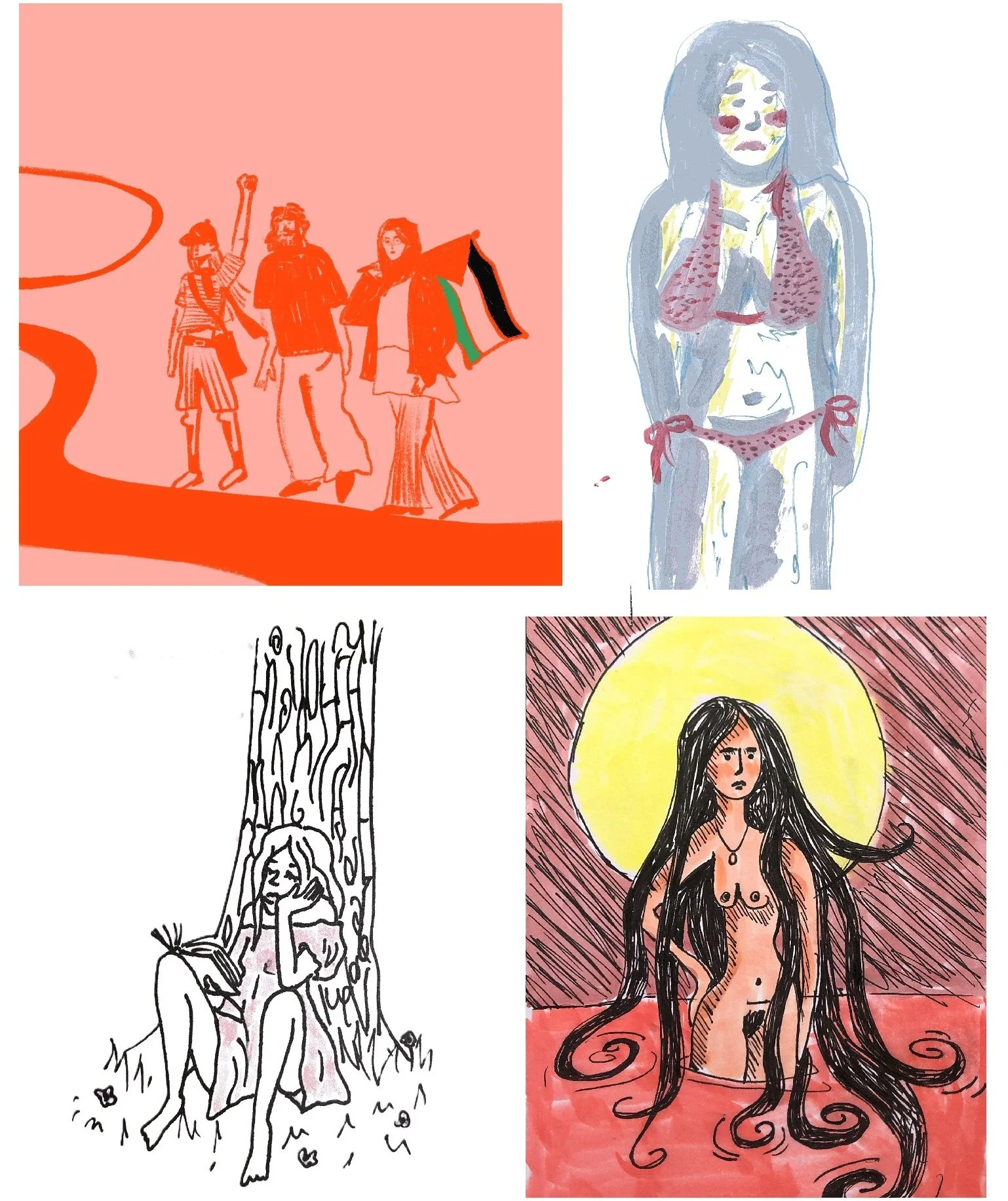Four illustrations of figures - personal work