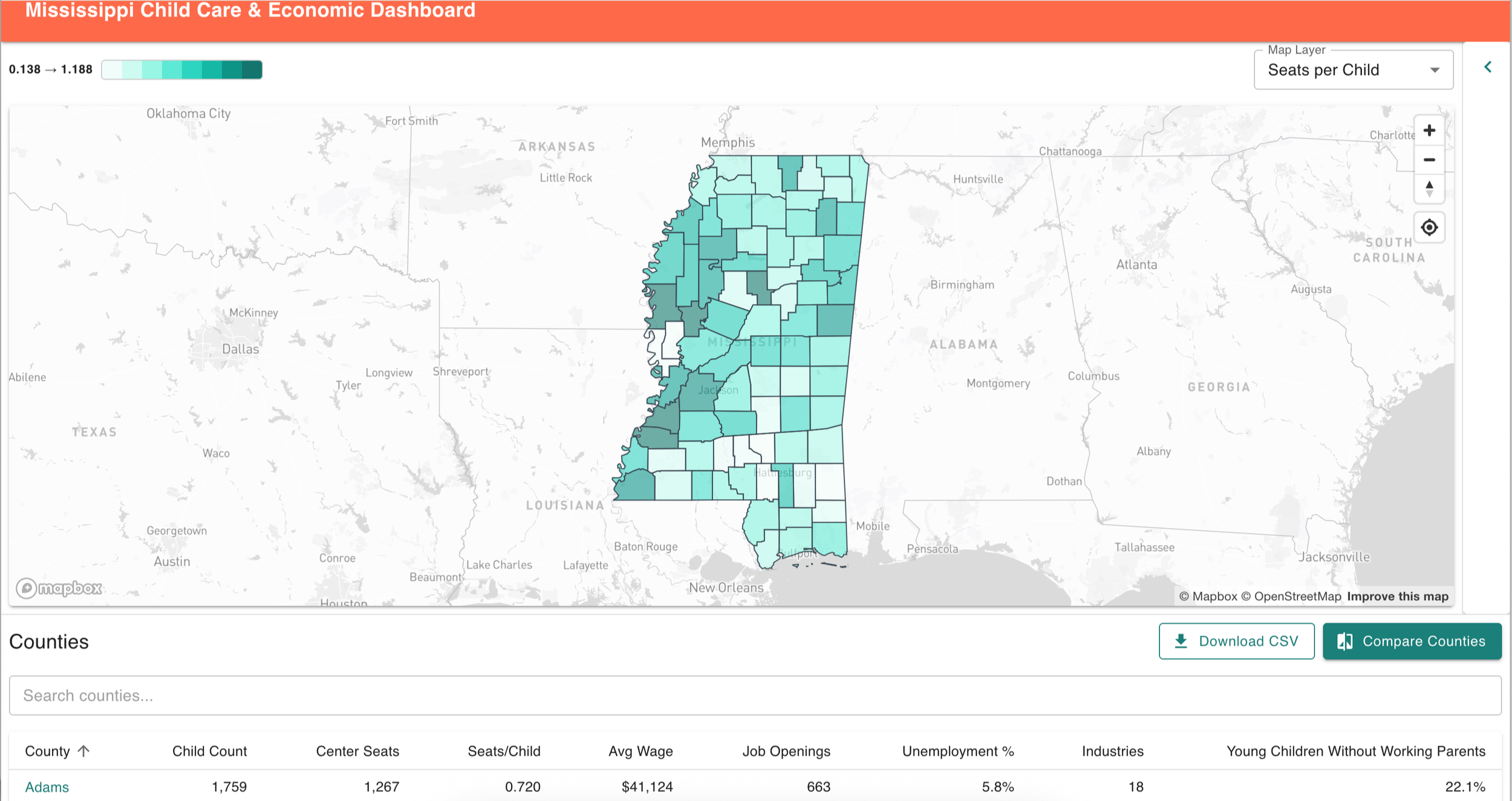 Mississippi Child Care &amp; Economic Dashboard