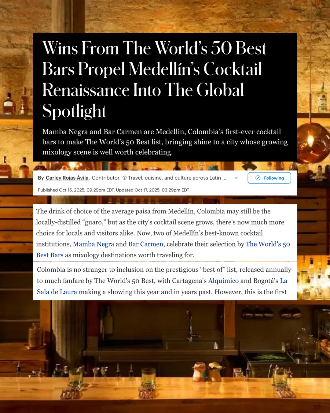Forbes - Medellín Cocktail Scene