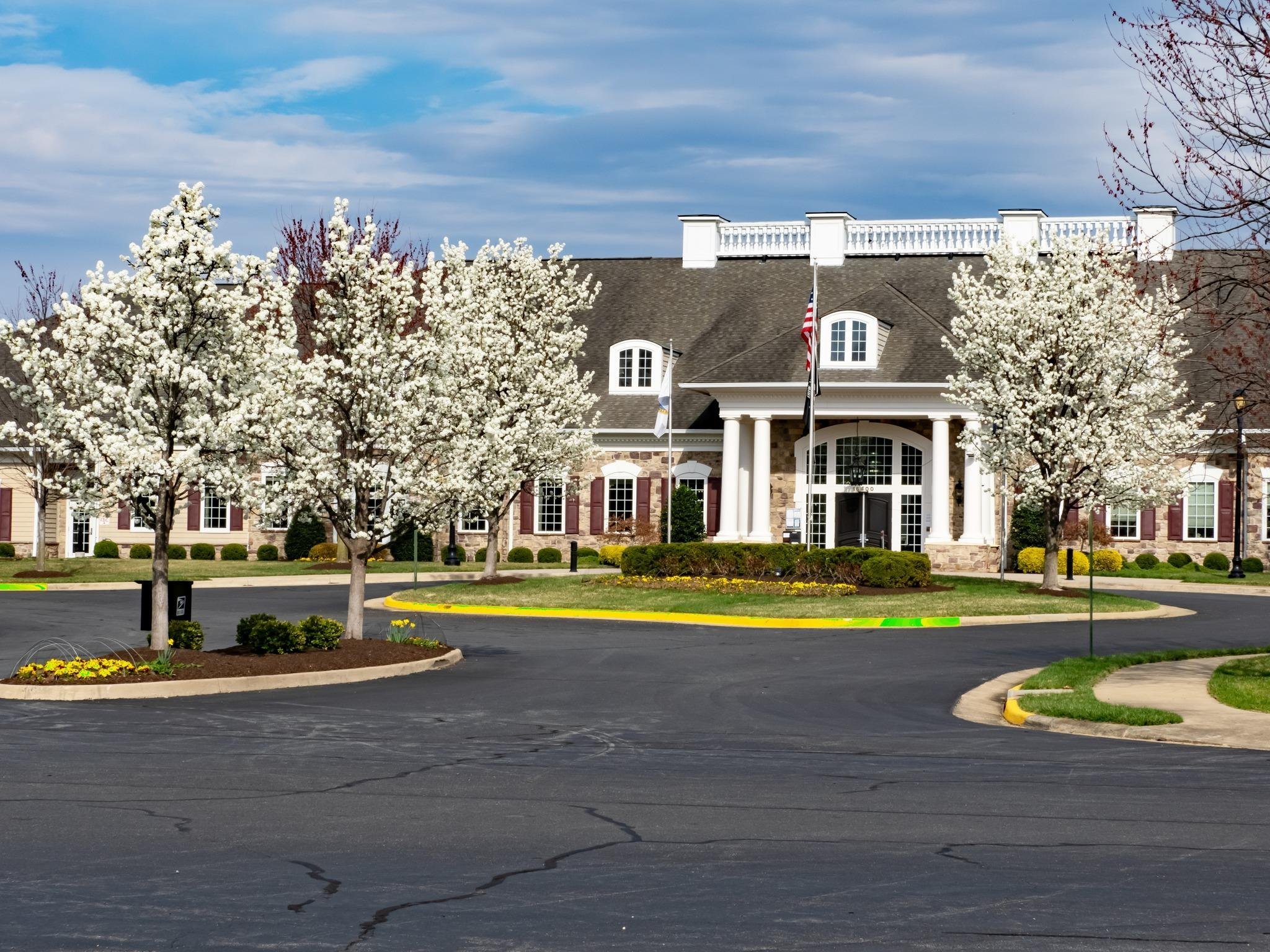 Clubhouse exterior in spring