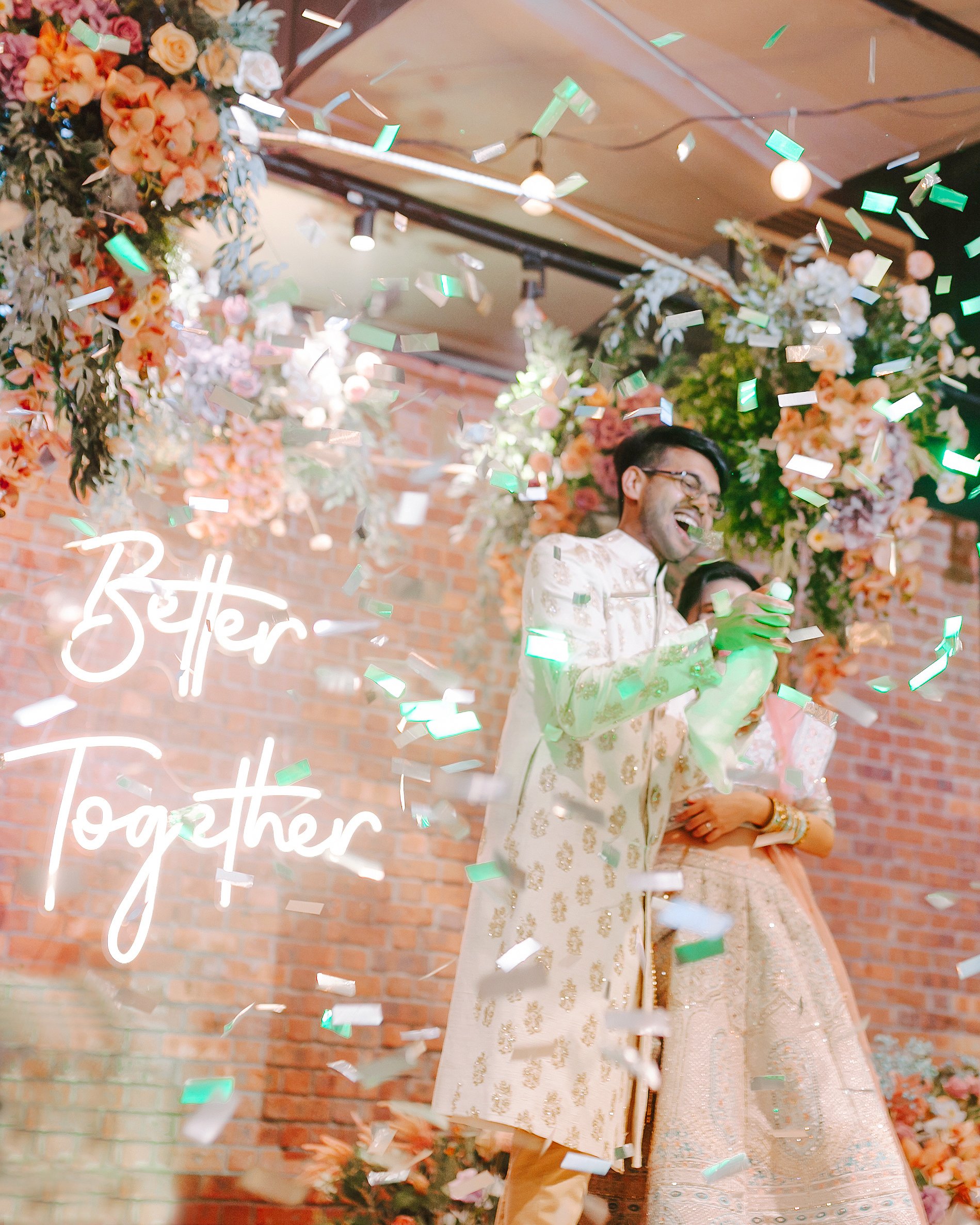 A beautifully lit wedding dinner for Rhakjesh & Esther at Lightbox,with elegant decor and warm,romantic lighting.
