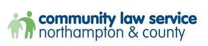 Community Law Service Northampton & County logo with two green abstract human figures and text