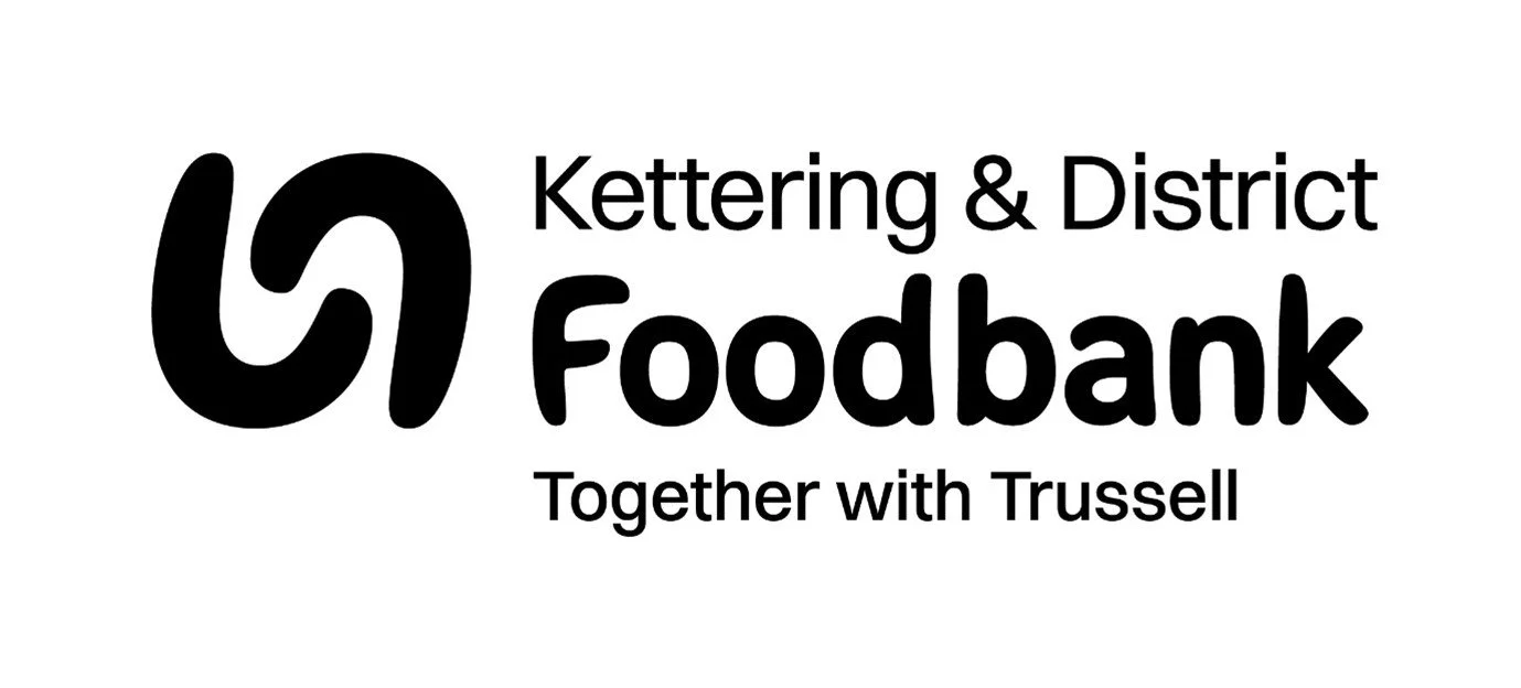 Logo for Kettering & District Foodbank, with the tagline 'Together with Trussell'.