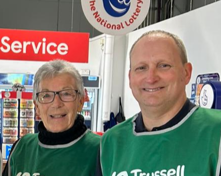 Two of our KCU volunteers on an event fundraiser at Tescos in Kettering.