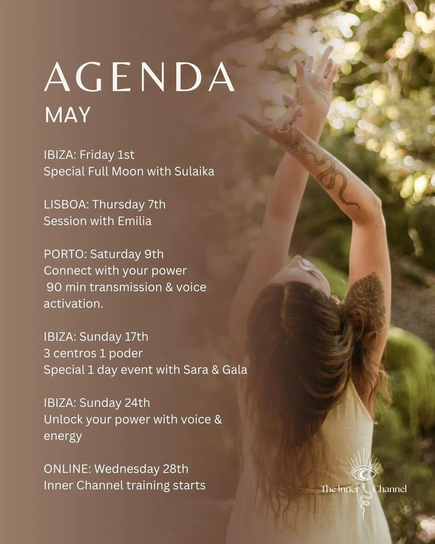 May arrives carrying gentle and beautiful offerings. Spaces where you can realign with what your heart truly feels and longs to live.

Gatherings, immersions, and soulful sessions created to guide you back to yourself.

An invitation to soften, to li