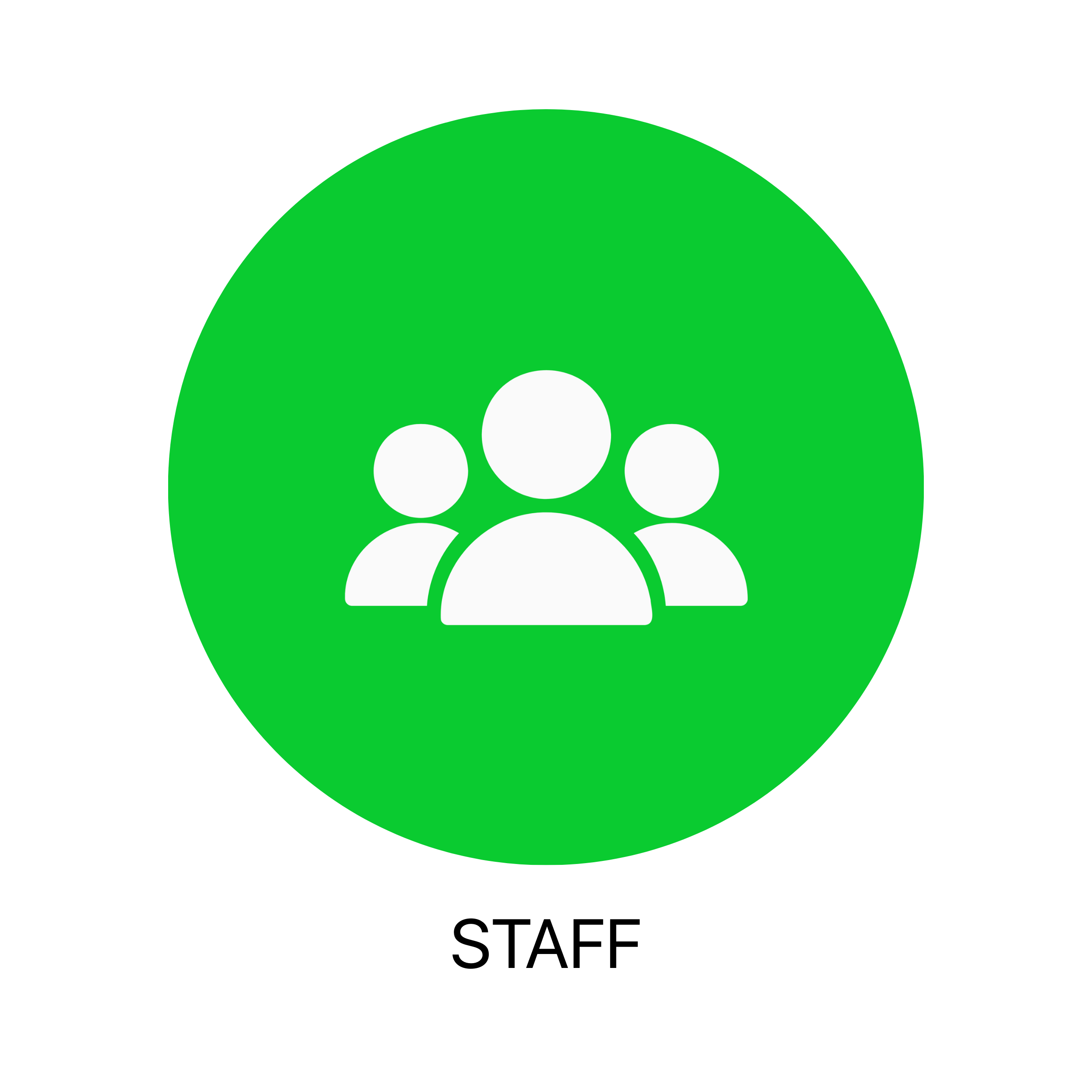 Icono de grupo de personas en fondo verde, representando una comunidad o contactos sociales.
