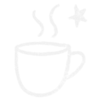 Tasse de café chaud avec vapeur et une étoile