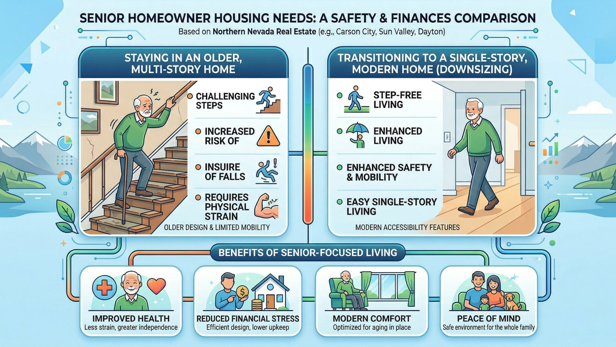 Senior real estate in Carson City showing safe living options and downsizing homes