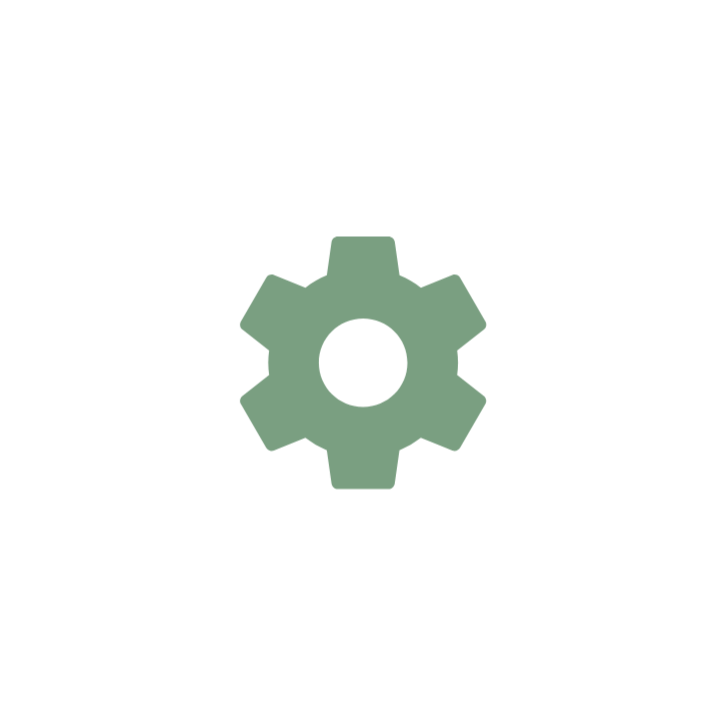 Gear icon with a person silhouette above it, representing settings or customization.