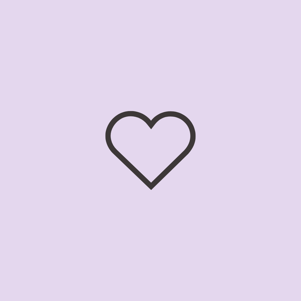 Outline of a heart on a light purple background.