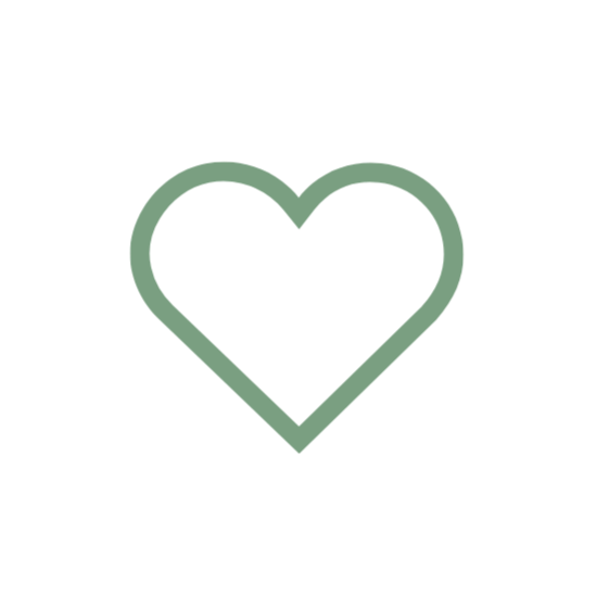 A simple outline of a heart with a green border on a black background.
