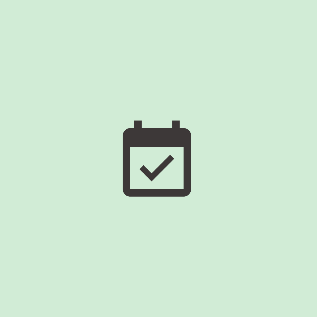Calendar icon with a checkmark inside.