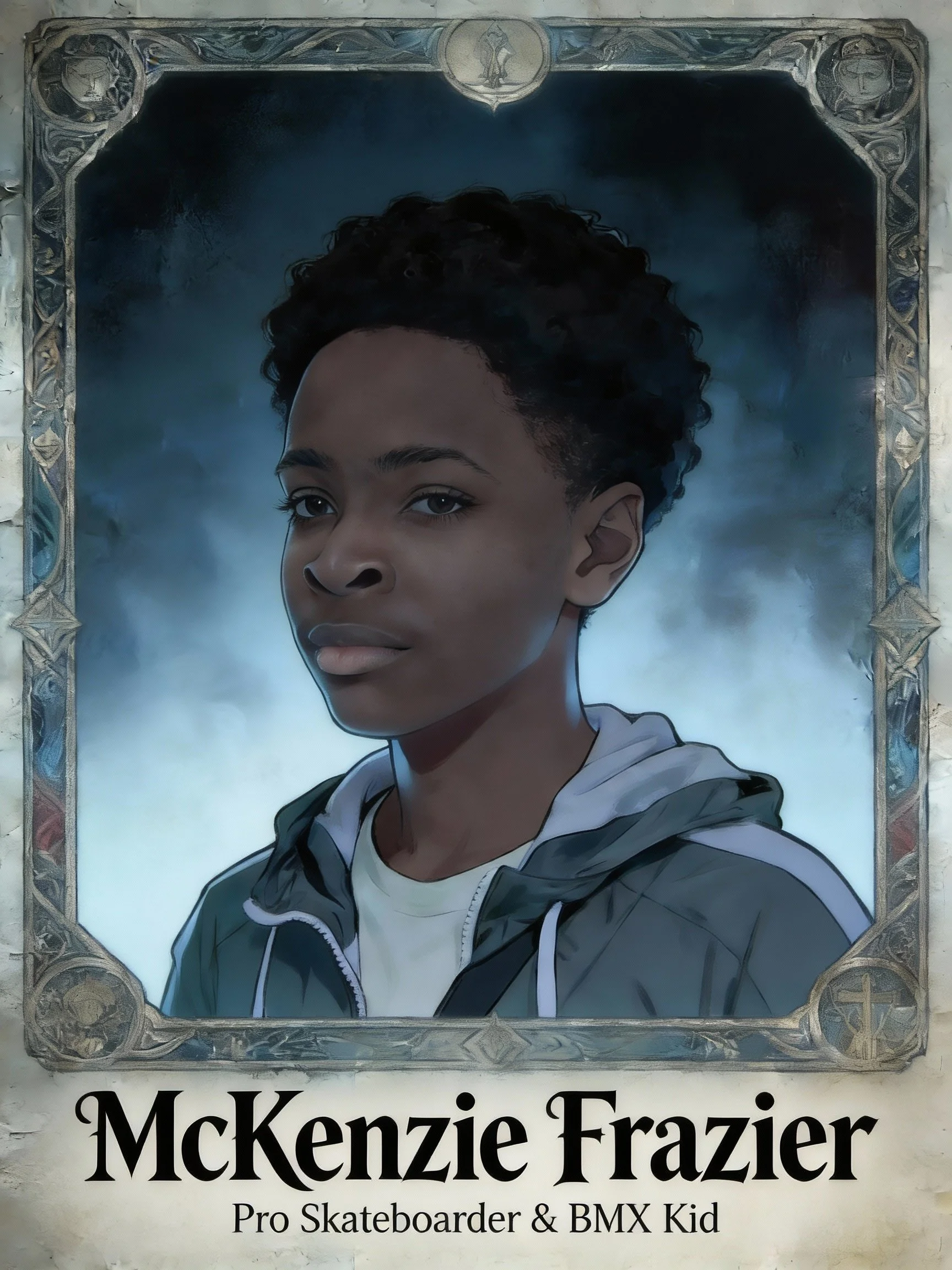 keep image the same. In tarrot style writing at bottom include words_ 'McKenzie .jpeg