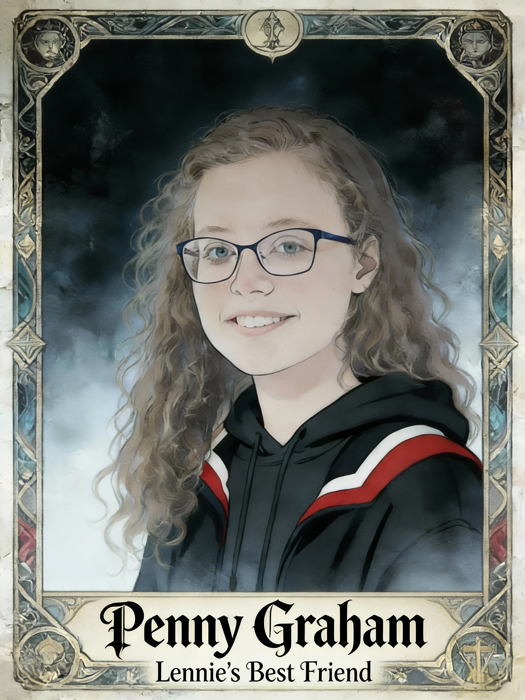 keep image the same. In tarrot style writing at bottom include words_ 'Penny Gra.jpeg