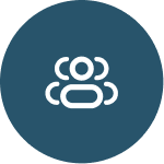 Logo mit weißen Buchstaben auf blauem Hintergrund