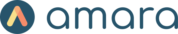 Logo von Amara, bestehend aus einem stilisierten Buchstaben A in einem blauen Kreis und dem Schriftzug 'amara'.