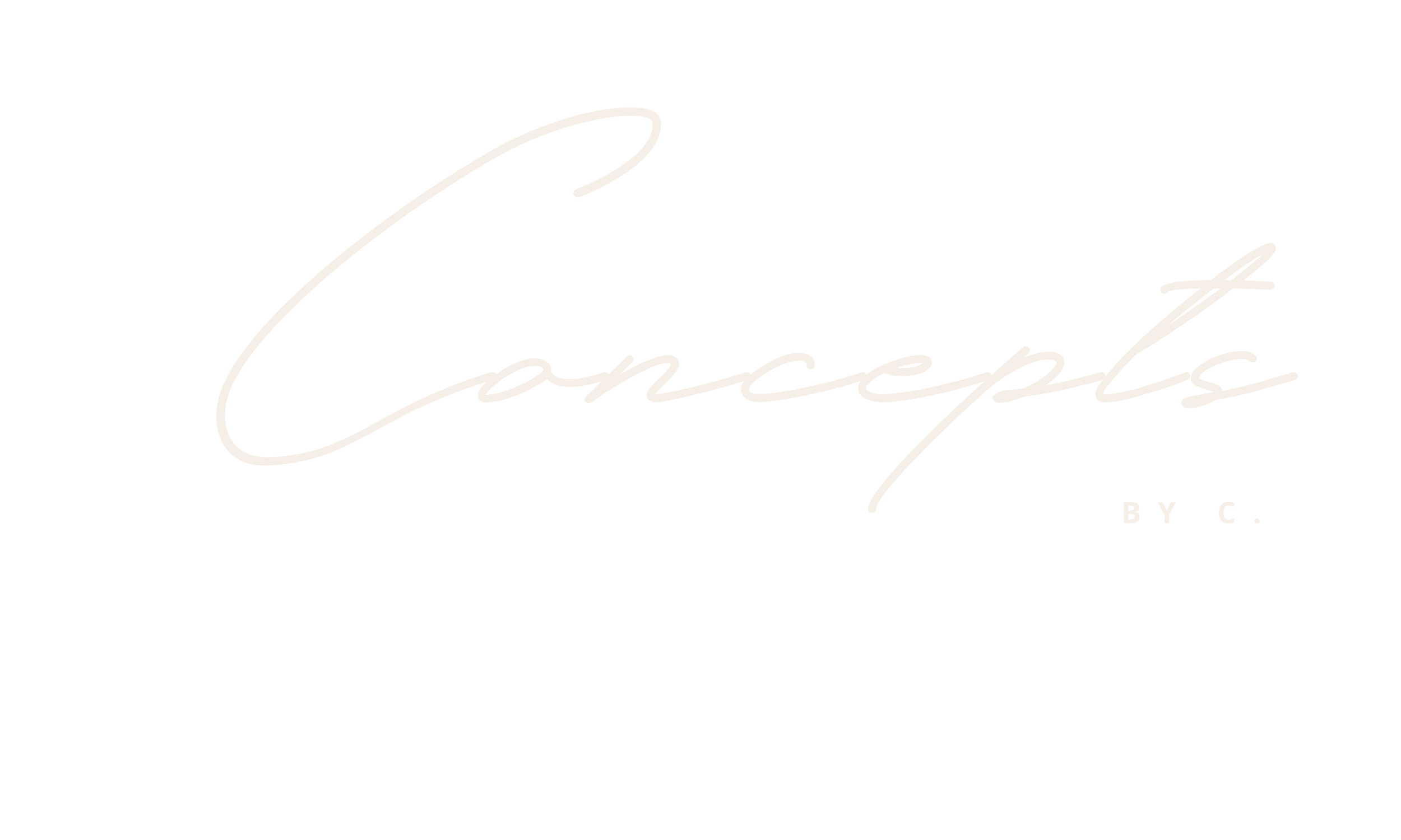 Logo avec le texte 'Concepts by C.' en écriture cursive sur fond noir.
