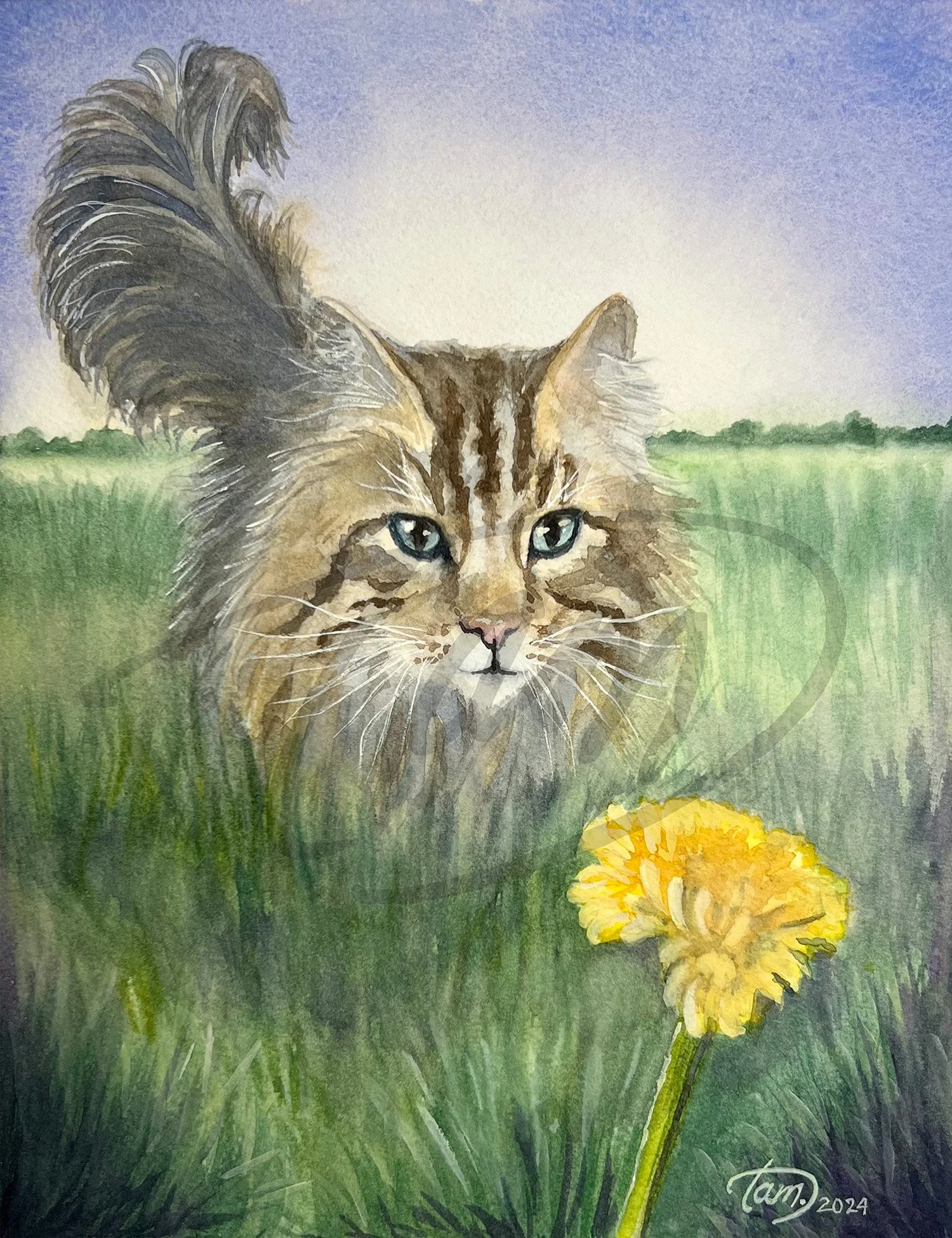    Flower and Floof     – Floof on a mission, nose twitching, tail high, curiosity in full throttle. The world narrows to one bright target, and nothing else exists for a moment. Every step hums with quiet confidence, mischief, and the kind of single