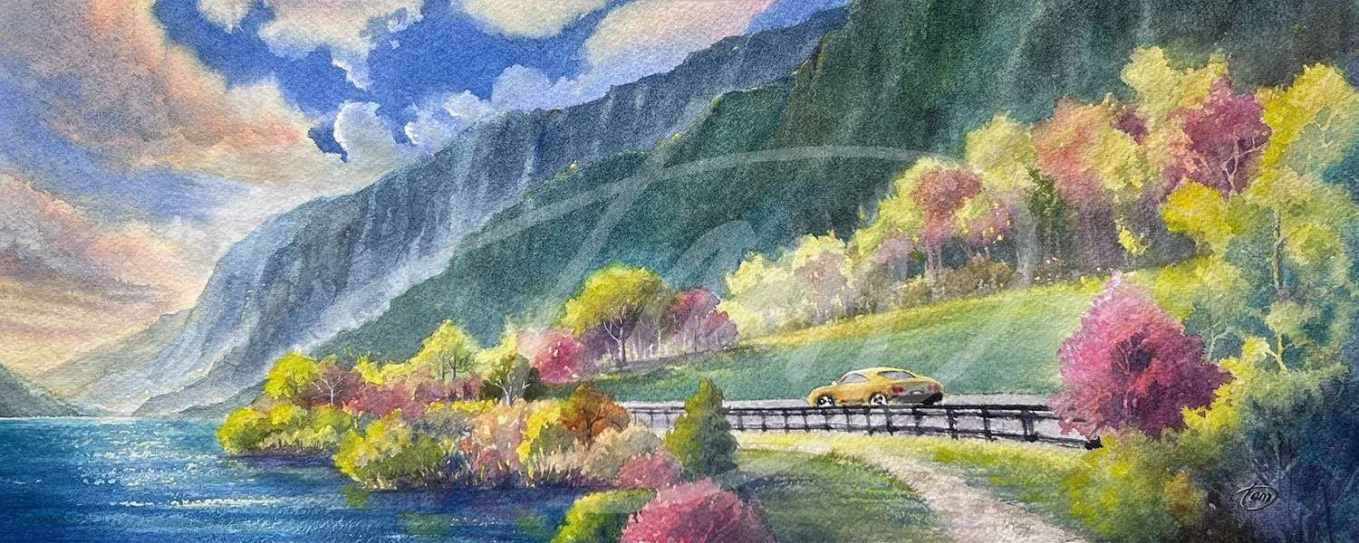   Sunday Drive   – Today, the world can wait. You’re chasing the horizon with the throttle open and your cares somewhere far behind. Everything feels brighter, wilder, more alive, as if the air itself is charged with possibility. For this moment, the