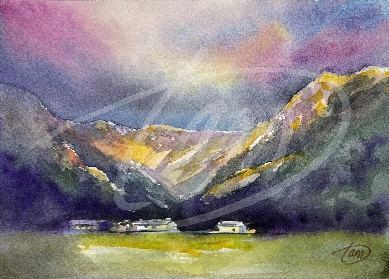   Twilight Storm of Logan Farm   – A summer storm moves across Cache Valley as the last light of evening breaks through heavy clouds over the mountains east of Logan. For a brief moment, the fields and farmhouses below glow with warm light against a 
