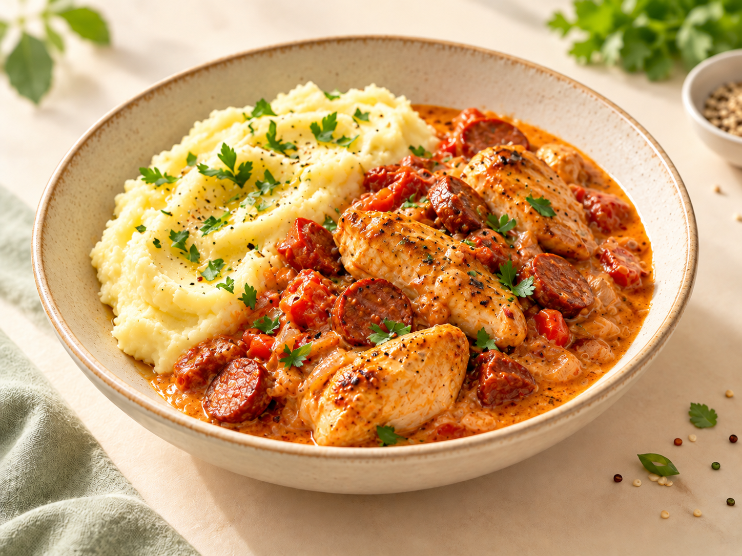 Poulet chorizo & purée maison
