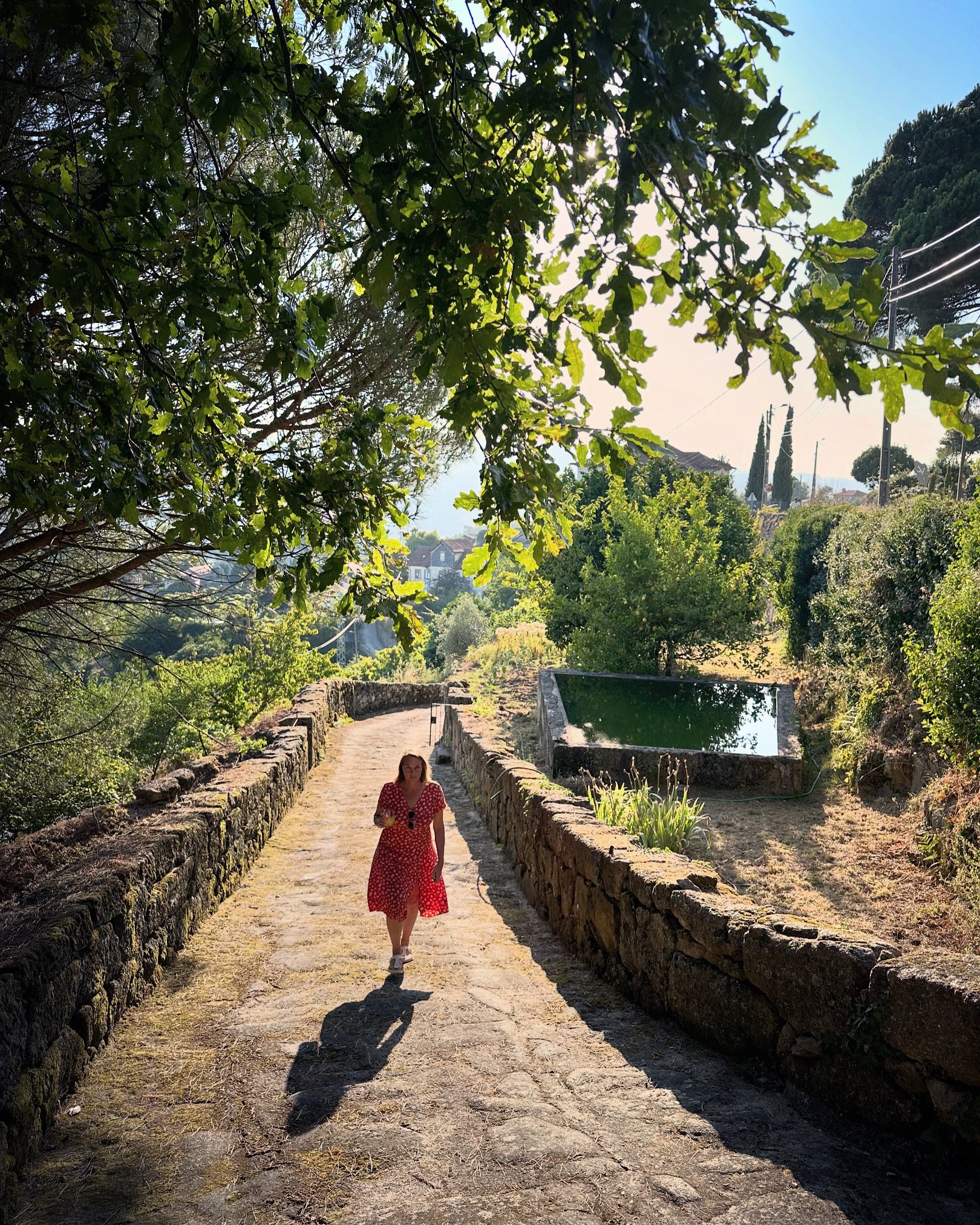 The driveway at Casa Belo Horizonte, part of a Roman road dating to the 2nd century.