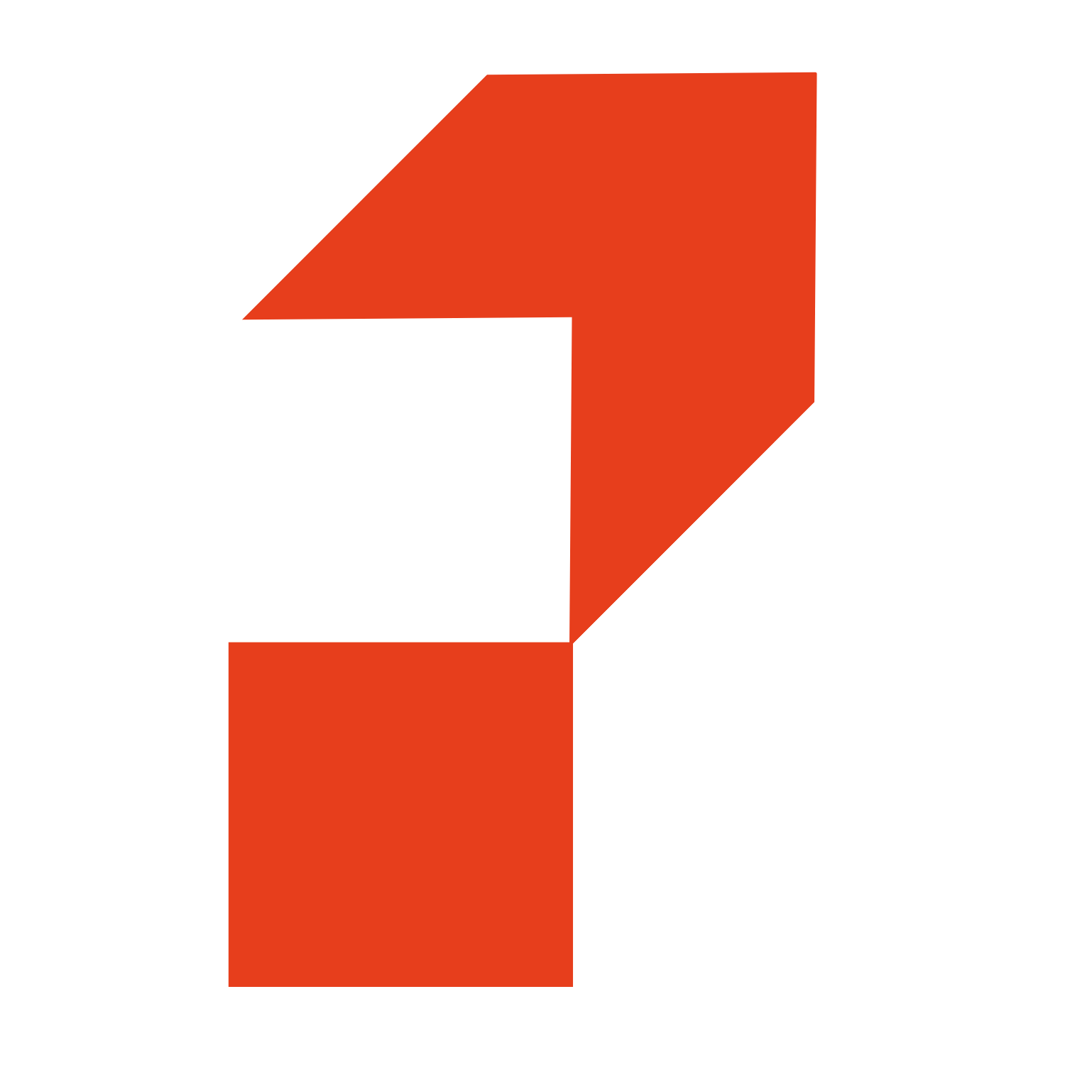 A stylized red and black number 1 with a geometric, 3D appearance.