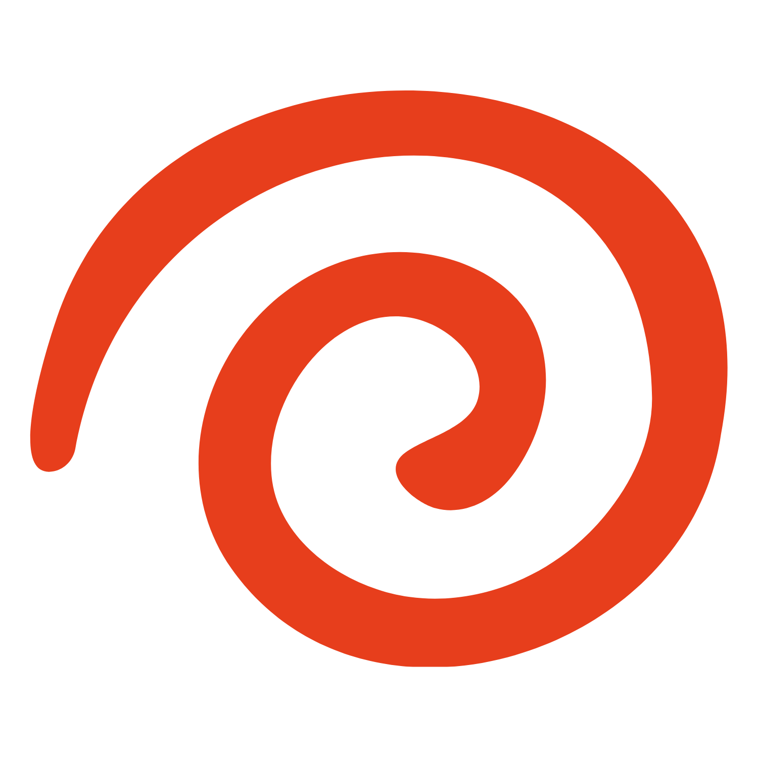 A red and black spinning at symbol logo.