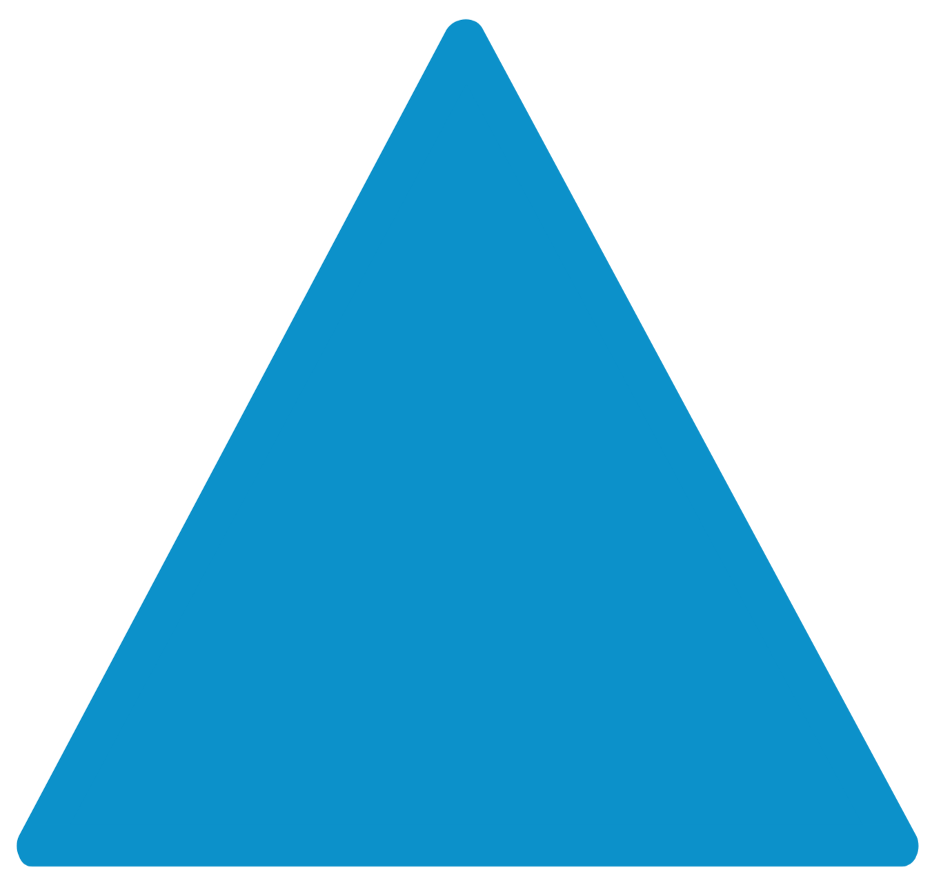 Solid blue equilateral triangle with black border.