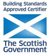 Logo of the Scottish Government, with the text 'Building Standards Approved Certifier' above and 'The Scottish Government' below
