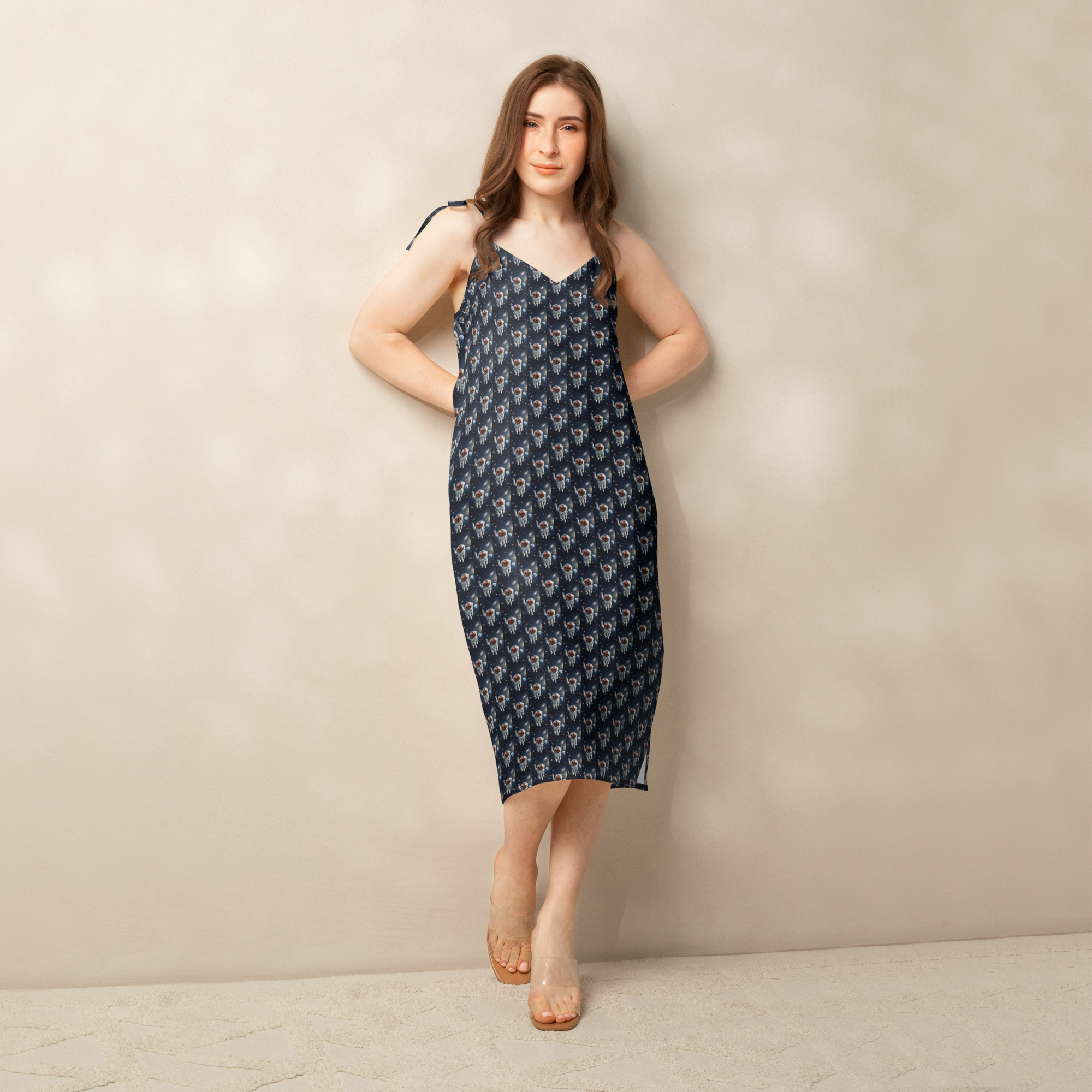 Astronaut Beet Tie-strap midi dress