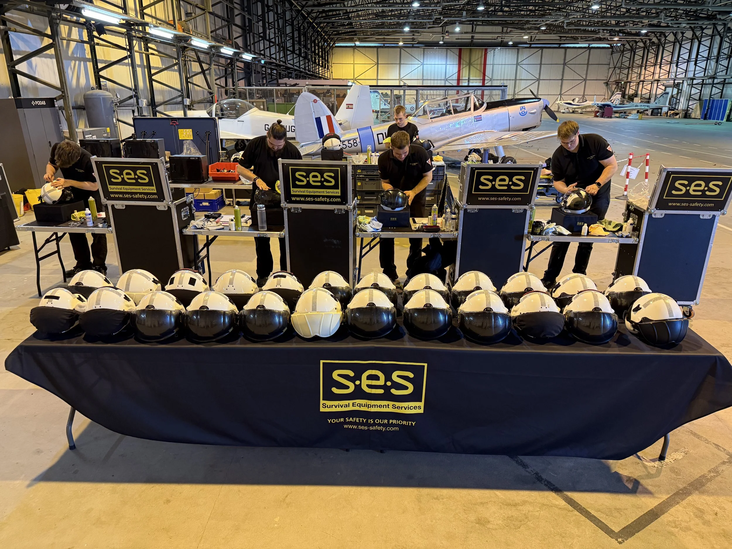 Mobile on-site aircrew helmet servicing