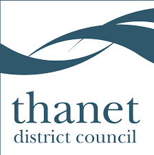 Logo of Thanet District Council with stylized blue waves and the council's name.