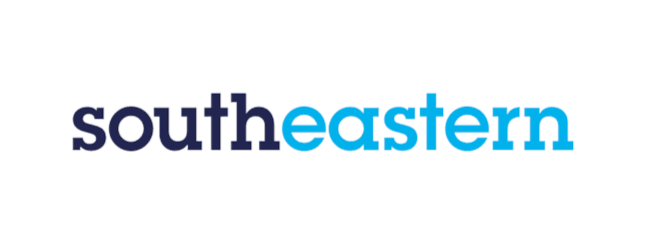South Eastern logo with the words 'south' in dark blue and 'eastern' in light blue.