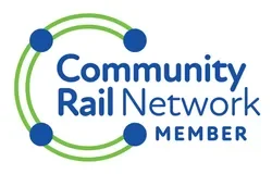 Community Rail Network logo with blue and green design and text
