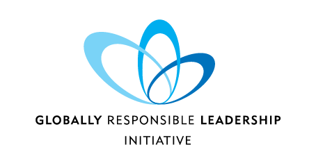 Abstract logo with intertwined blue and black loops forming a flower-like shape