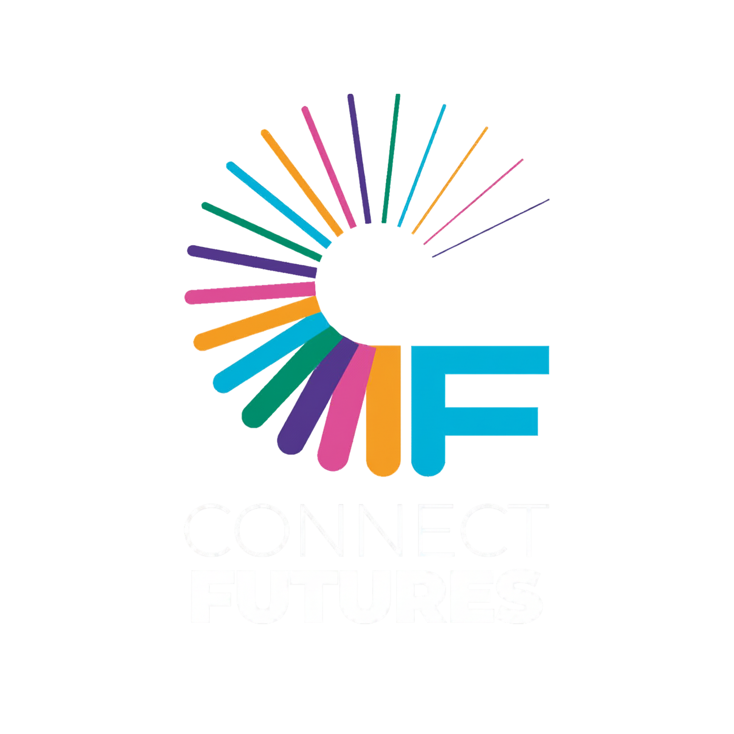 Colorful 3D text reading 'Youthful Futures' with a vibrant, multicolored abstract background.
